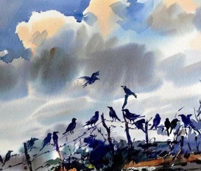 印度当代水彩画家萨杜·阿利育作品，在宁静中涌动着自然生命力 - 图画吧TUHUABA