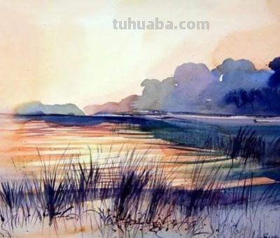 印度当代水彩画家萨杜·阿利育作品，在宁静中涌动着自然生命力 - 图画吧TUHUABA