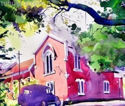 印度当代水彩画家萨杜·阿利育作品，在宁静中涌动着自然生命力 - 图画吧TUHUABA