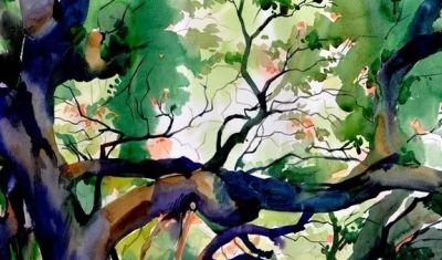 印度当代水彩画家萨杜·阿利育作品，在宁静中涌动着自然生命力 - 图画吧TUHUABA