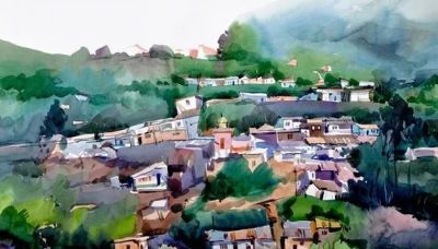 印度当代水彩画家萨杜·阿利育作品，在宁静中涌动着自然生命力 - 图画吧TUHUABA