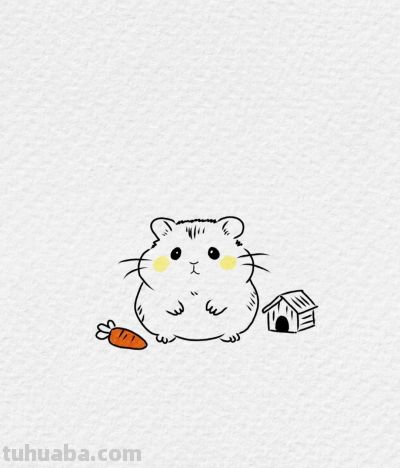 简笔勾勒小仓鼠 呆萌灵动暖人心丨小艾爱画画分享 - 图画吧TUHUABA