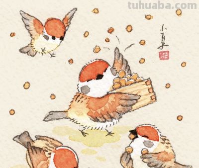 一组软萌治愈、笔触柔和的水彩作品 - 图画吧TUHUABA