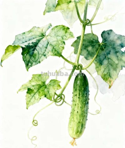水彩画｜黄瓜 - 图画吧TUHUABA