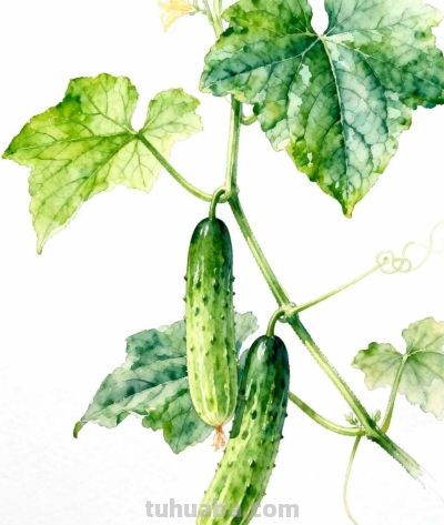 水彩画｜黄瓜 - 图画吧TUHUABA