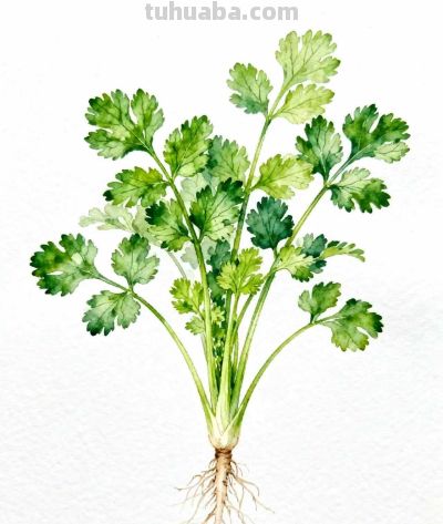 水彩画｜香菜 - 图画吧TUHUABA