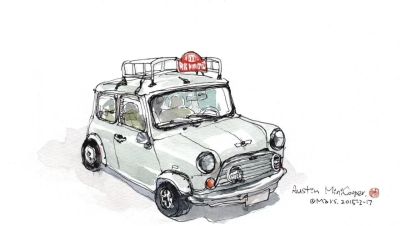 台湾速写艺术家mars钢笔淡彩作品 - 图画吧TUHUABA