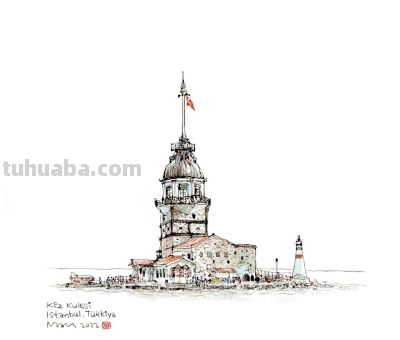 台湾速写艺术家mars钢笔淡彩作品 - 图画吧TUHUABA