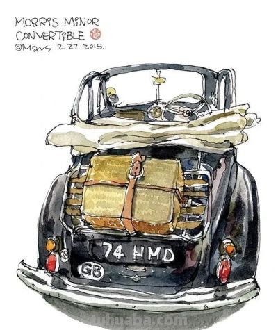 台湾速写艺术家mars钢笔淡彩作品 - 图画吧TUHUABA