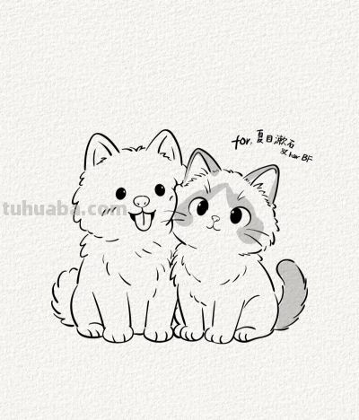 萨摩耶与布偶猫 萌趣相依暖心间丨涂鸦简笔画分享 - 今日头条