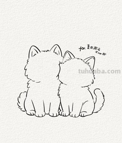 萨摩耶与布偶猫 萌趣相依暖心间丨涂鸦简笔画分享 - 图画吧TUHUABA