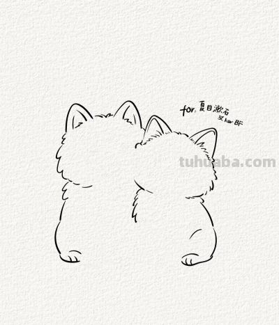 萨摩耶与布偶猫 萌趣相依暖心间丨涂鸦简笔画分享 - 图画吧TUHUABA