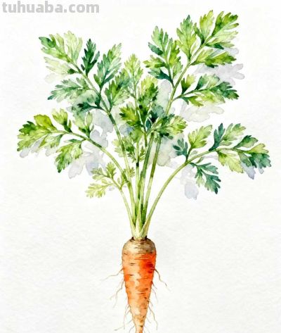 水彩画｜胡萝卜 - 图画吧TUHUABA