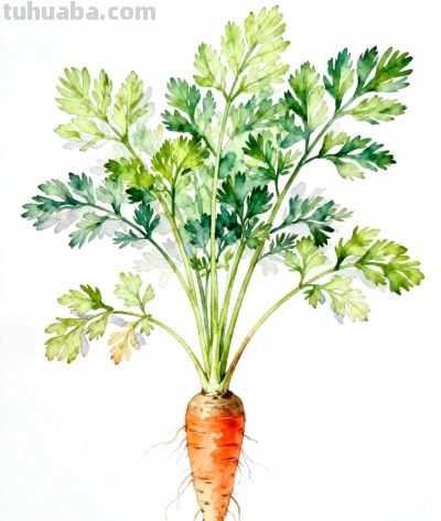 水彩画｜胡萝卜 - 图画吧TUHUABA