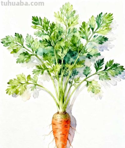 水彩画｜胡萝卜 - 图画吧TUHUABA