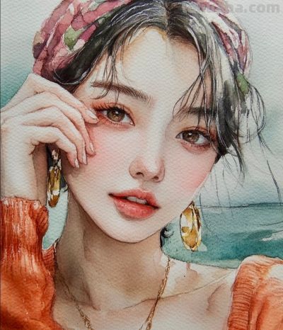 治愈系水彩人物丨SpacewaIkerrand390875w分享 - 图画吧TUHUABA