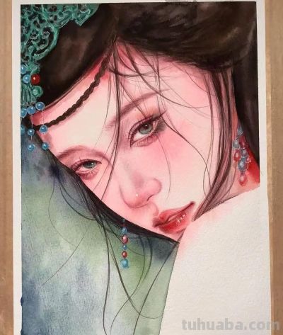 水彩晕染出的国风美人：是雪夜里的神秘，也是春光里的明媚 - 图画吧TUHUABA