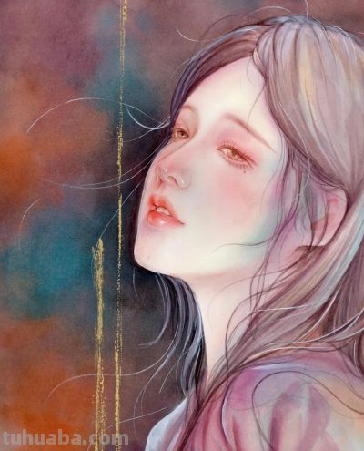 水彩晕染出的国风美人：是雪夜里的神秘，也是春光里的明媚 - 图画吧TUHUABA