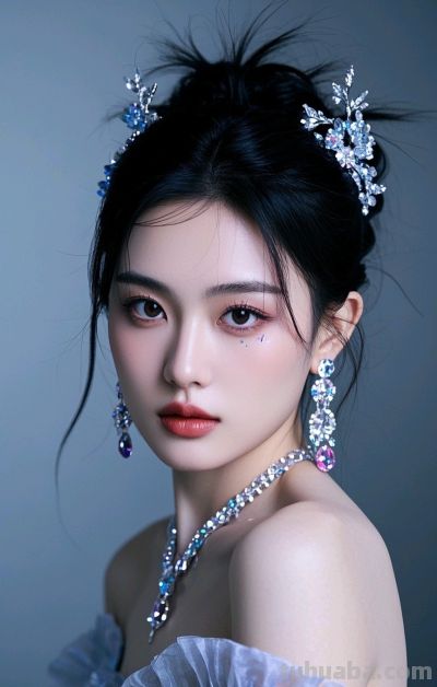 冷军写实风格油画，纤毫毕现，韵致天成，定格东方美人的极致清颜 - 图画吧TUHUABA