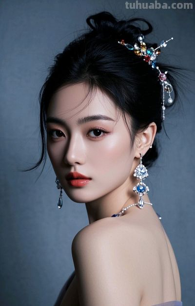 冷军写实风格油画，纤毫毕现，韵致天成，定格东方美人的极致清颜 - 图画吧TUHUABA