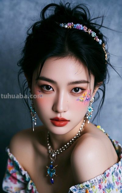 冷军写实风格油画，纤毫毕现，韵致天成，定格东方美人的极致清颜 - 图画吧TUHUABA