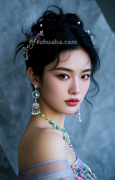 冷军写实风格油画，纤毫毕现，韵致天成，定格东方美人的极致清颜 - 图画吧TUHUABA