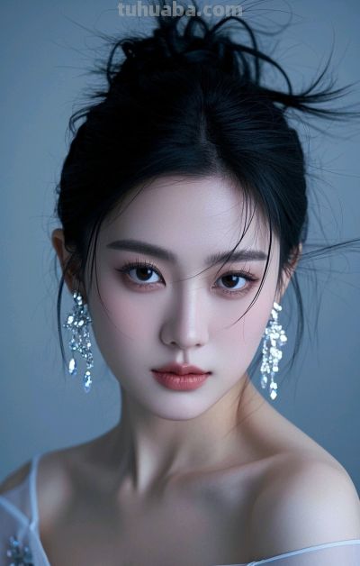 冷军写实风格油画，纤毫毕现，韵致天成，定格东方美人的极致清颜 - 图画吧TUHUABA