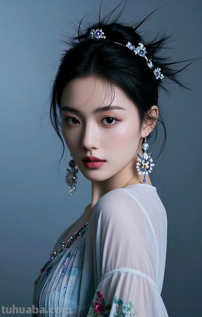 冷军写实风格油画，纤毫毕现，韵致天成，定格东方美人的极致清颜 - 图画吧TUHUABA