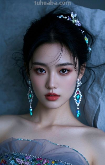 冷军写实风格油画，纤毫毕现，韵致天成，定格东方美人的极致清颜 - 图画吧TUHUABA