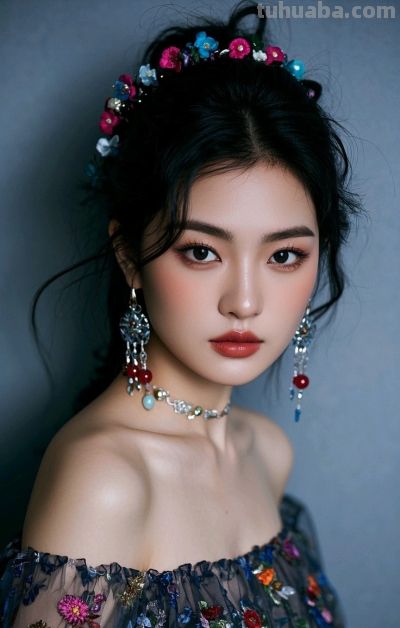 冷军写实风格油画，纤毫毕现，韵致天成，定格东方美人的极致清颜 - 图画吧TUHUABA