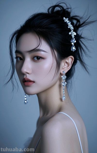 冷军写实风格油画，纤毫毕现，韵致天成，定格东方美人的极致清颜 - 图画吧TUHUABA