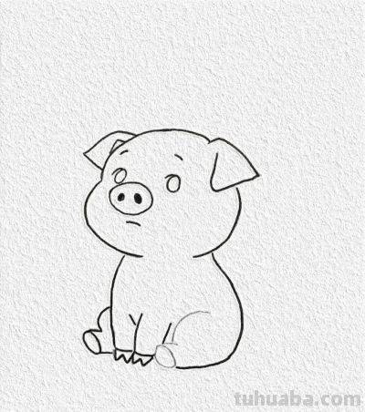 简笔画，可爱小猪有点难过 - 图画吧TUHUABA