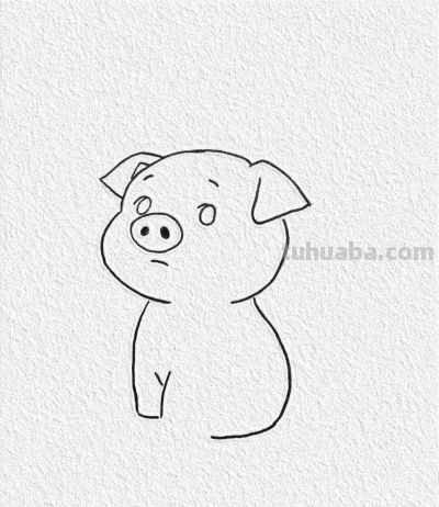 简笔画，可爱小猪有点难过 - 图画吧TUHUABA