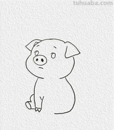 简笔画，可爱小猪有点难过 - 图画吧TUHUABA