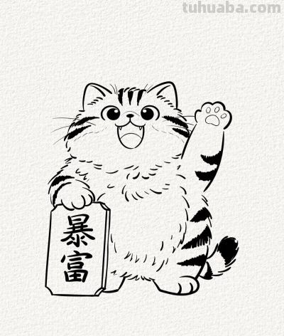 招财猫丨涂鸦简笔画分享 - 今日头条
