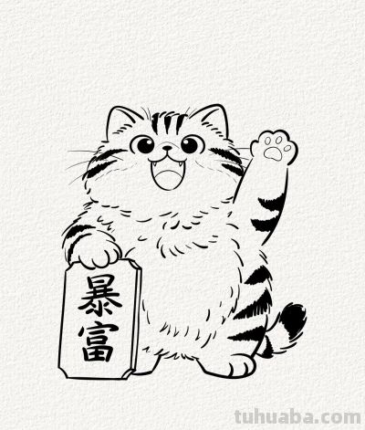 招财猫丨涂鸦简笔画分享 - 图画吧TUHUABA