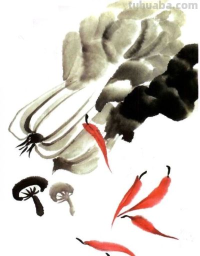 技法 | 轻松学画写意蔬菜:白菜、辣椒画法 - 今日头条 技法 | 轻松学画写意蔬菜:白菜、辣椒画法 - 图画吧TUHUABA