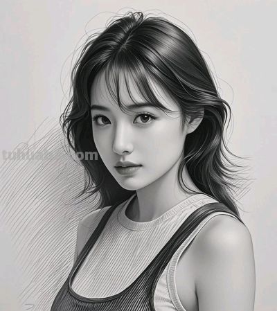美女素描画像 - 图画吧TUHUABA