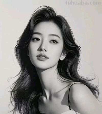 美女素描画像 - 图画吧TUHUABA