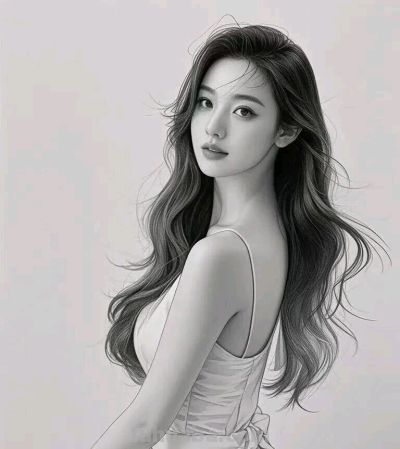 美女素描画像 - 图画吧TUHUABA