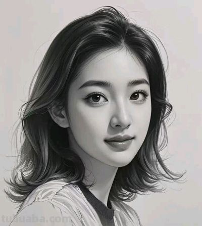 美女素描画像 - 图画吧TUHUABA