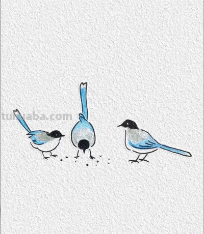 三只可爱小鸟 欢快地啄食着 仿佛在享受美好的时光丨记忆简笔画分享 - 今日头条