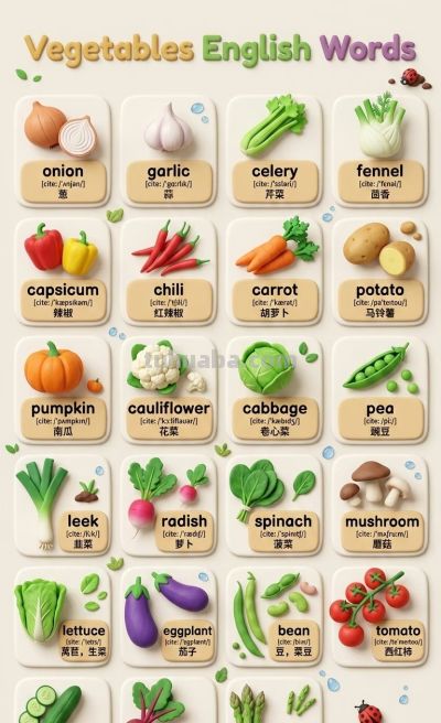 英语启蒙！常见蔬果单词，孩子轻松掌握 - 图画吧TUHUABA