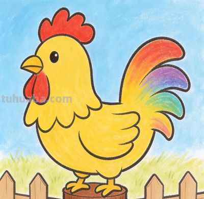 大家好！今天我带大家画大公鸡的简笔画。 - 图画吧TUHUABA