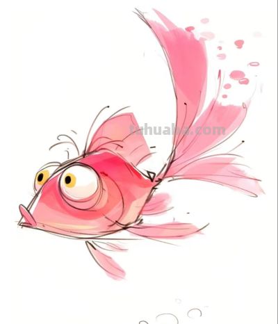 萌趣小金鱼跃出水面 可爱到爆丨绘画师潦草风小金鱼分享 - 图画吧TUHUABA