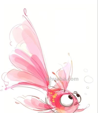 萌趣小金鱼跃出水面 可爱到爆丨绘画师潦草风小金鱼分享 - 图画吧TUHUABA