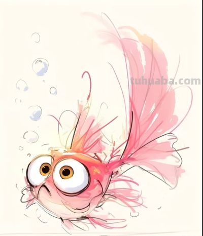 萌趣小金鱼跃出水面 可爱到爆丨绘画师潦草风小金鱼分享 - 图画吧TUHUABA