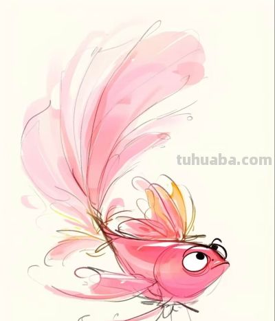 萌趣小金鱼跃出水面 可爱到爆丨绘画师潦草风小金鱼分享 - 图画吧TUHUABA