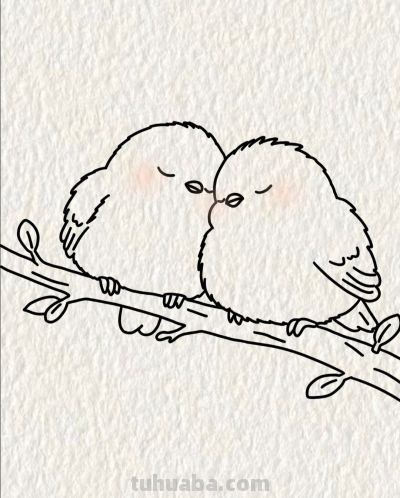 双鸟栖枝头 情意两相投丨画个简笔画分享 - 今日头条