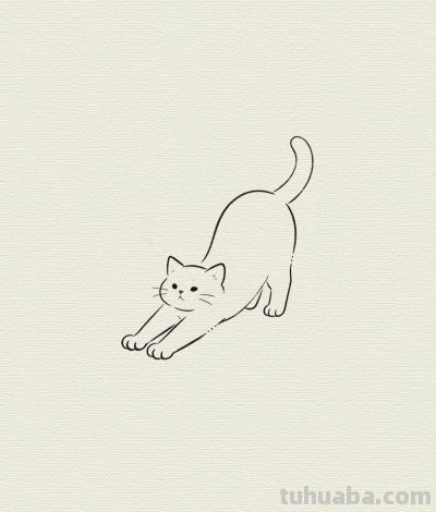 简笔画 慵懒猫咪的可爱瞬间丨每天一幅画分享 - 图画吧TUHUABA